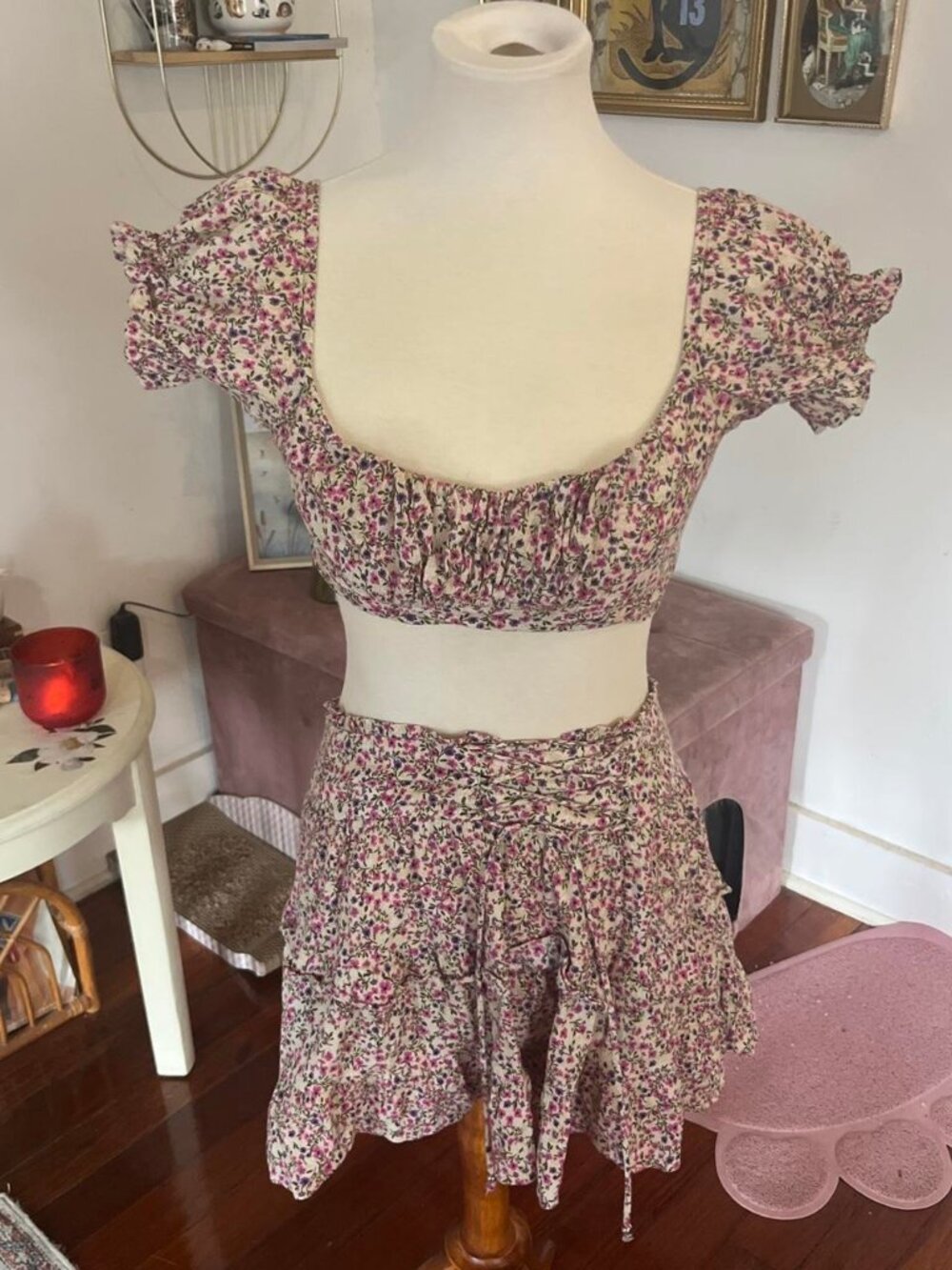 matching floral coquette milkmaid top and skirt
